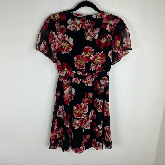 Madewell Floral Tulip Sleeve Faux Wrap Mini Dress in French Rose Size 00 B16 - Picture 9 of 10
